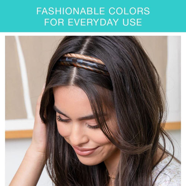 Scunci by Conair Effortless Beauty Skinny Plastic Headbands for Women and Men,