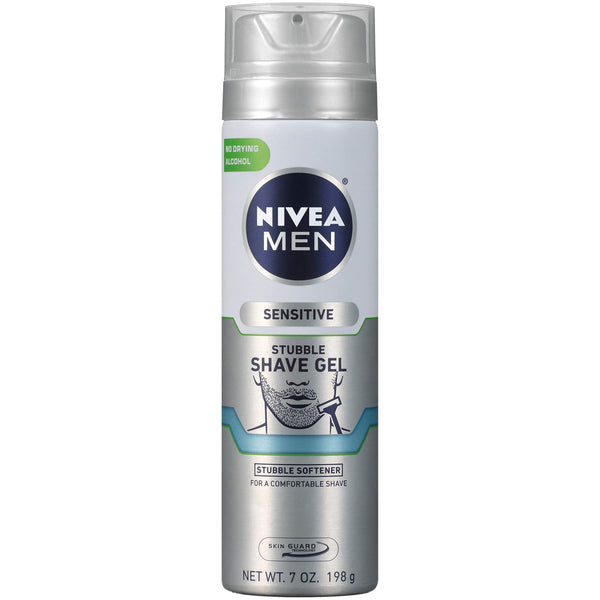 Nivea Men Sensitive Skin & Stubble Shave Gel - with Beard Softener For Men – 7 Ounce. Can