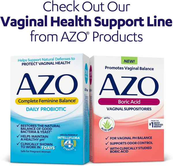 AZO Yeast Plus Dual Relief Tablets, Yeast Infection and Vaginal Symptom Relief, Relieves Itching & Burning, 60 Count