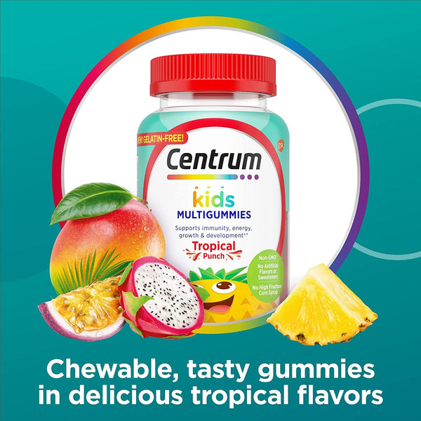 Centrum Kids Multivitamin Gummies, Tropical Punch, Natural Flavors, 110 Count/Expires 02/2024