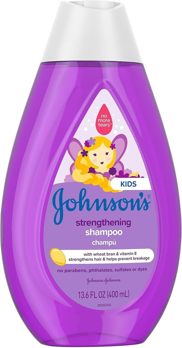 Johnson's Strengthening Tear-Free Kids' Shampoo with Vitamin E Strengthens & Helps Prevent Breakage, Paraben-, Sulfate- & Dye-Free, Hypoallergenic & Gentle for Toddler's Hair, 13.6 fl. o