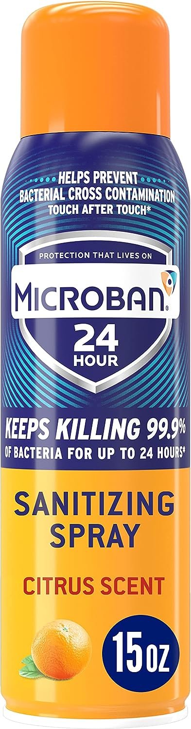 Microban 24 Hour Disinfectant Sanitizing Spray, Citrus Scent, 15oz