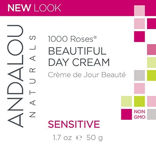 Andalou Naturals 1000 Roses Beautiful Day Cream, Face Moisturizer for Sensitive Skin with Hyaluronic Acid, & Aloe Vera, Cruelty Free, 1.7 Ounce