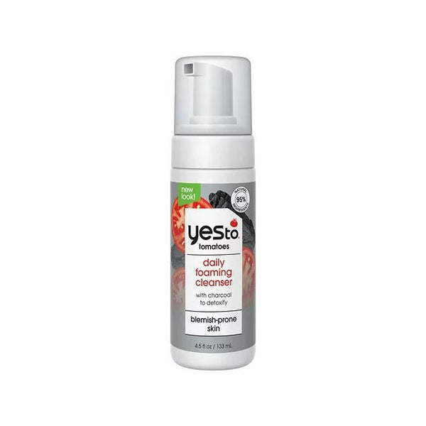 Yes To Tomatoes Daily Foaming Cleanser with Charcoal to Detoxify for Blemish Prone Skin, 4.5 oz