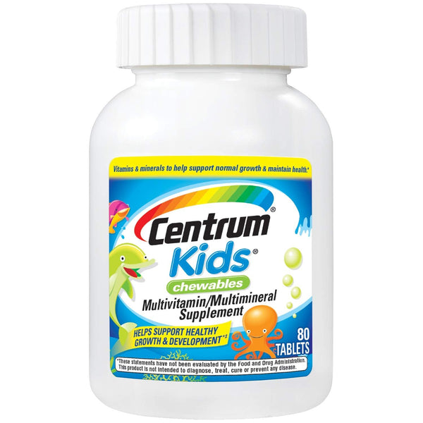 Centrum Kids Multivitamin and Mineral Supplement Chewables, Fruit, 80 Ct